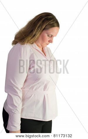 Businesswoman head down in shame