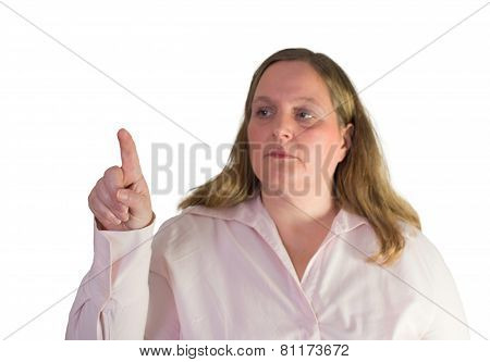Businesswoman pointing her finger