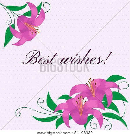Floral frame with lilies. Vector illustration.