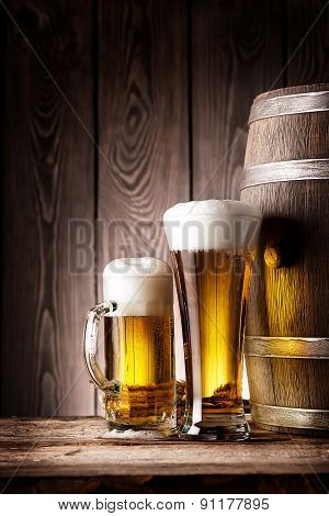 Tall glass and mug beer
