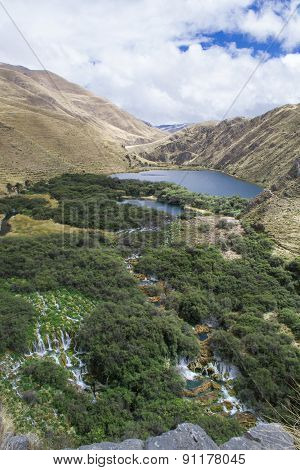 turquoise lagoon in the mountains