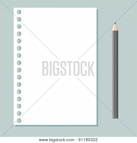 notebook sheet and pencil