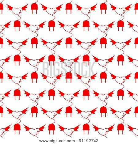 Pattern With Red Wingy Heart And Plug