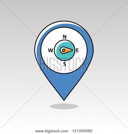 Compass Wind Rose Pin Map Icon. Weather
