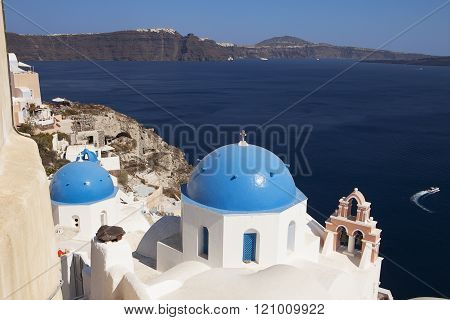 Church Domes On Santorini