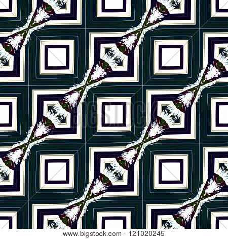 Abstract seamless ornamental oriental secession cubist diagonally pattern
