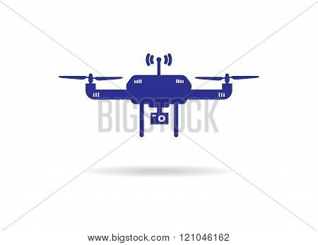 Drone Icon. Vector isolated Drone on white background. Isolated Drone. Aerial drone with a camera ta