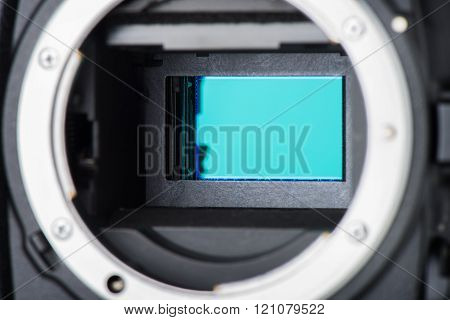 closeup sensor (CCD, CMOS) inside digital SRL camera