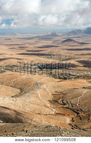 Volcanic Lanscape. Panoramic View On Fuerteventura From Mirador Morro Velosa Fuerteventura Canary Is