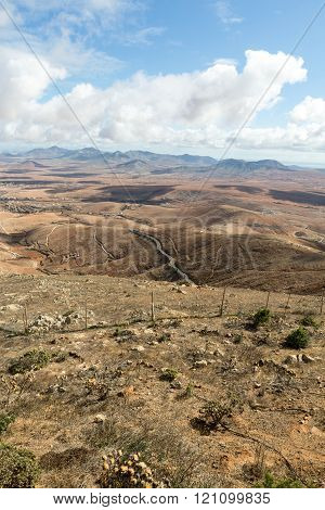 Volcanic Lanscape. Panoramic View On Fuerteventura From Mirador Morro Velosa Fuerteventura Canary Is