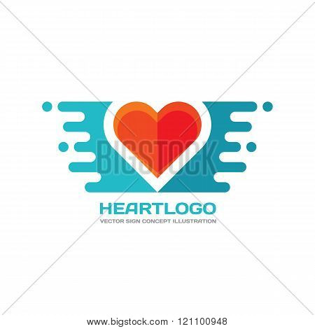 Red heart - vector logo concept illustration in flat style design. Heart logo sign. Valentine's Day.