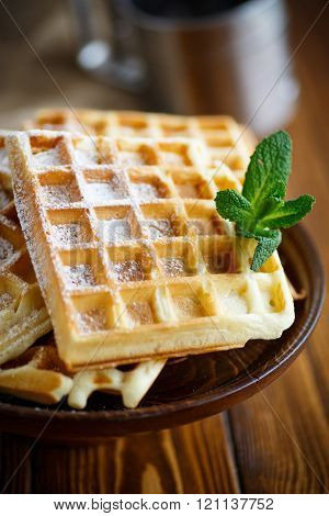 Viennese waffles with powdered sugar