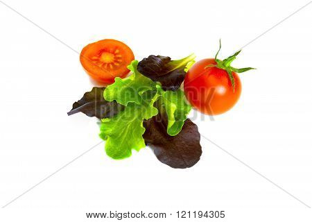 Tomatoes And Lettuce Salad Isolated