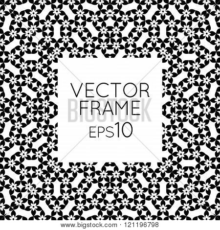 Vector square flower frame for text, images, monograms, photo frames.