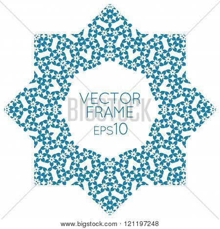 Vector square flower frame for text, images, monograms, photo frames.