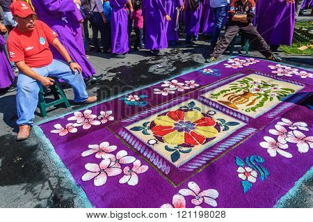 Purple Floral Lent Carpet, Antigua, Guatemala