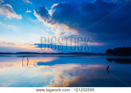 Lake Landscape At Colorful Sunset