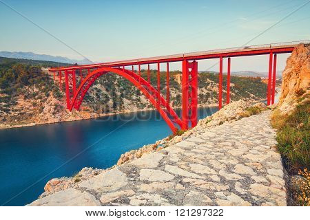 Maslenica Strait And Beautiful Sunset, Croatia