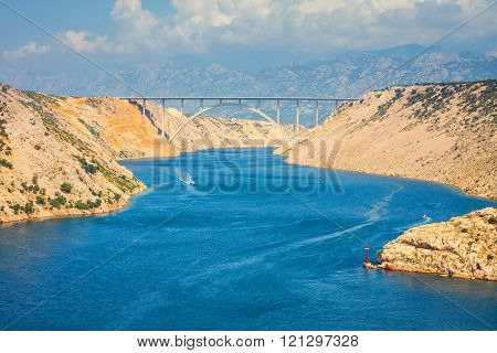 Maslenica Strait and beautiful sunset Croatia