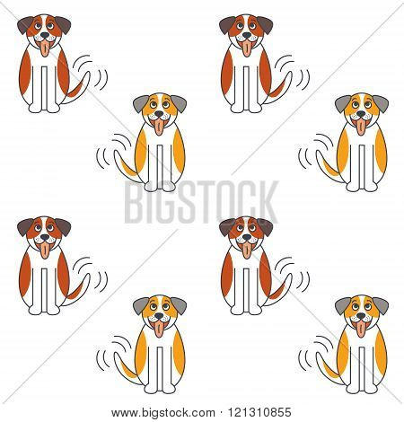 Happy St. Bernard dog seamless pattern.