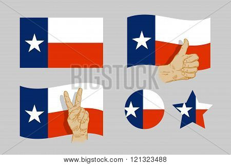 Texas flag icons set. vector illustration