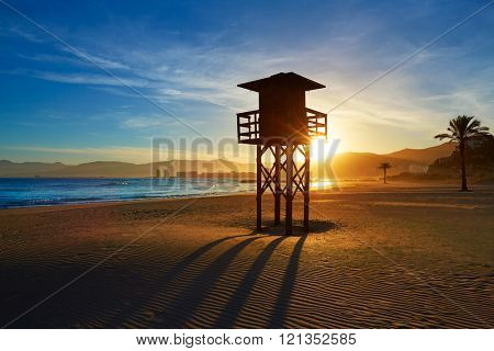 Cullera Playa los Olivos beach sunset in Mediterranean Valencia at Spain