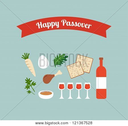 Passover seder flat icons