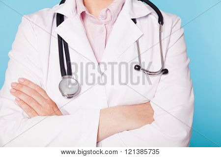 the hands of doctors and stethoscope