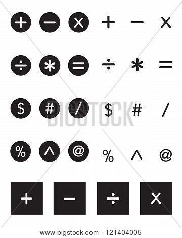A collection of vector math symbols in black and white
