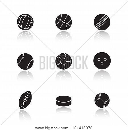 Different sports game balls. Black