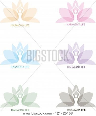 White female figure with raised arms against a green, pink, purple, red, black Lotus, inscription th