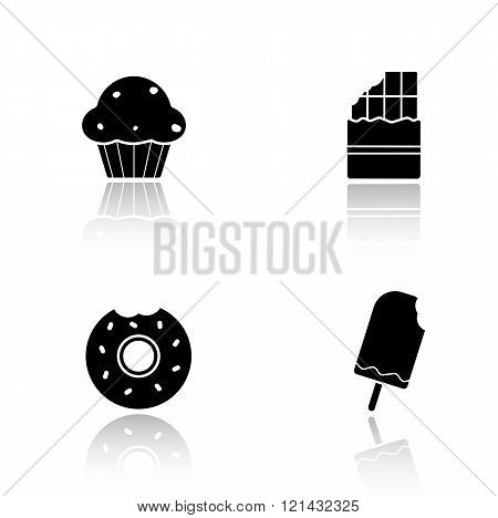 Sweets drop shadow icons set