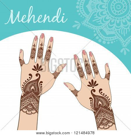 Women's Hands, Manicure. Mehendi.