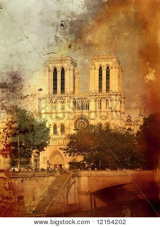 vintage billede af notredame de paris