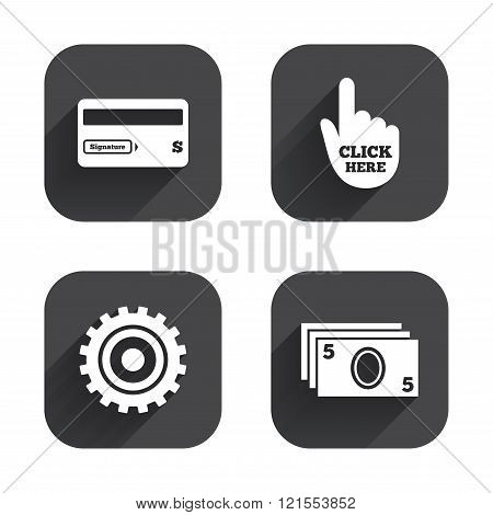 ATM cash machine withdrawal icons.