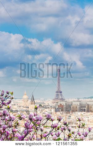 skyline of Paris with eiffel tower