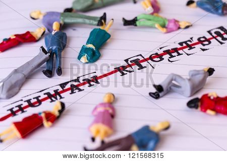No Human Rights, Strikethrough Text On Paper