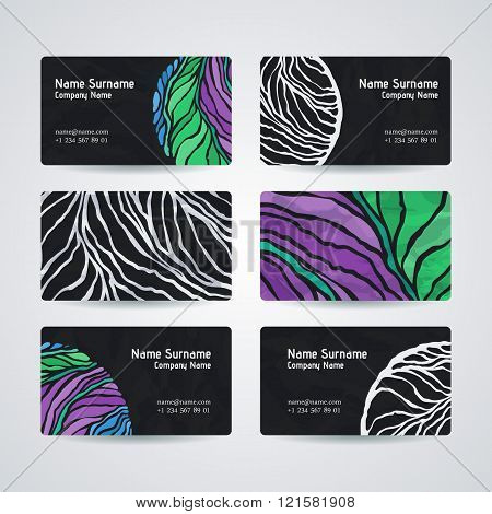 Set of vector design templates. Business card with adstract circle ornament.