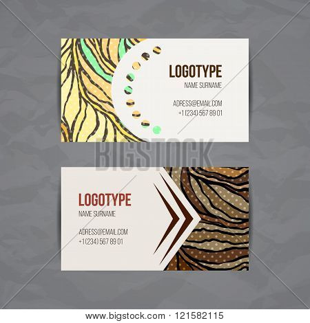 Set of vector design templates. Business card with adstract circle ornament.