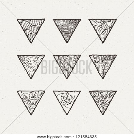 Triangles set. Vector illustration. Pattern geometric figure.