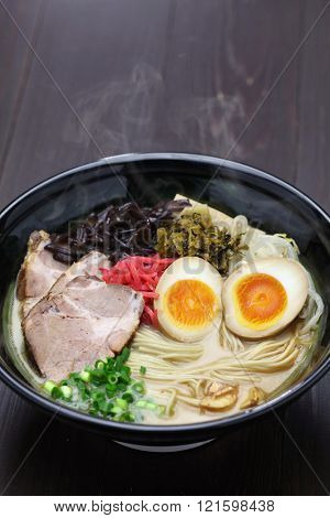japanese tonkotsu ramen, pork bone broth noodles
