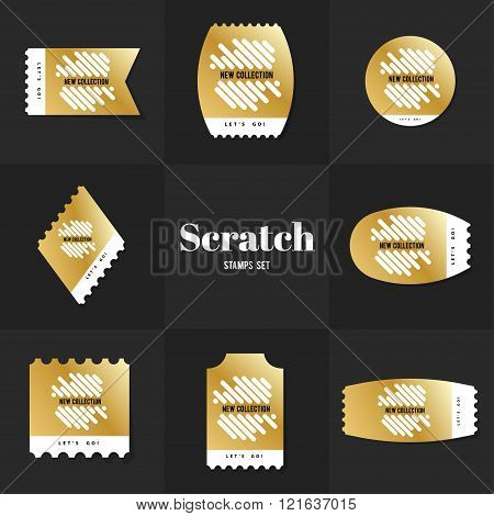 Collection Scrath Line Postage Stamp