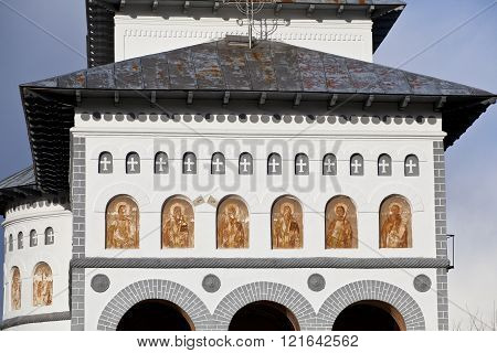 Church architecture in Topesti village in Romania