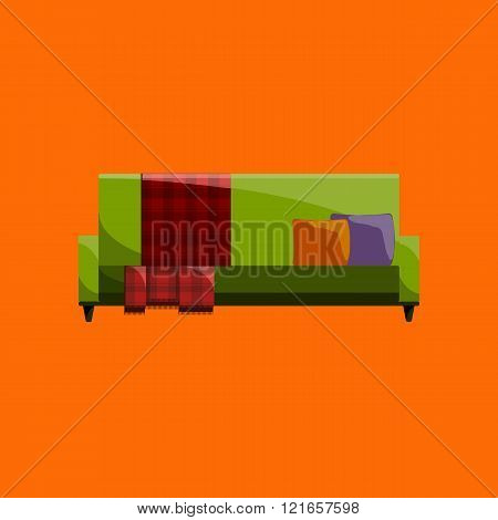 Vector illustration of sofa in flat icons set