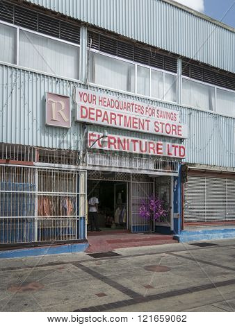 BRIDGETOWN BARBADOS 21 DECEMBER 2015 - External view of a department store in Bridgetown Barbados