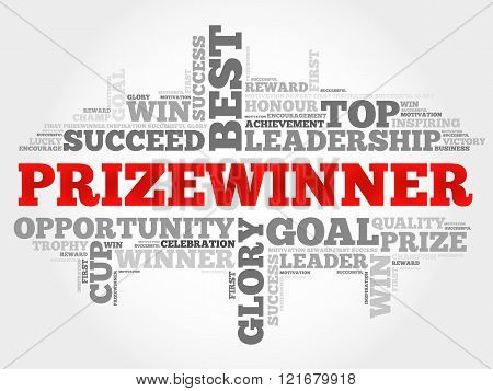 Prizewinner word cloud business concept, presentation background