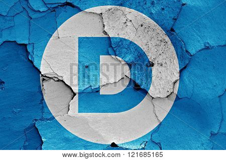 flag of Democrats painted on cracked wall