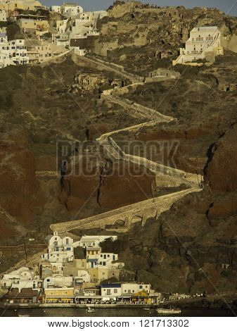 the Island of santorini in the mediterranean