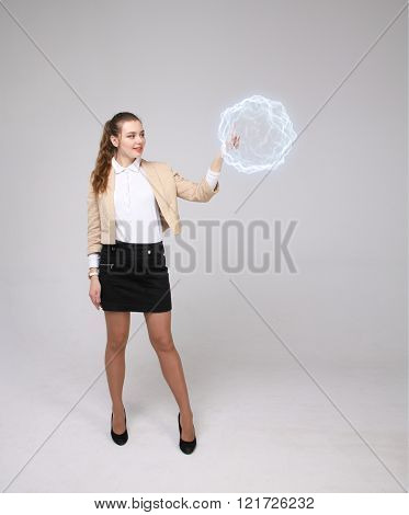 Woman with glowing magical energy ball.