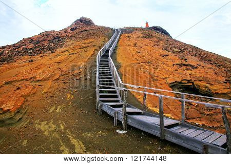 Wooden Boardwalk On Bartolome Island, Galapagos National Park, Ecuador.
